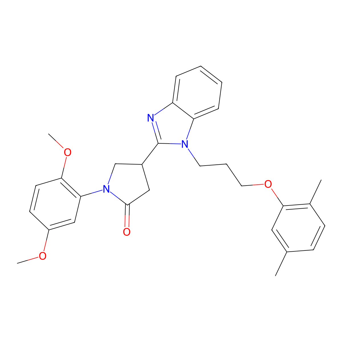 1-(2,5-Dimethoxyphenyl)-4-[1-[3-(2,5-dimethylphenoxy)propyl]benzimidazol-2-yl]pyrrolidin-2-one molecular structure, CAS 862828-63-5