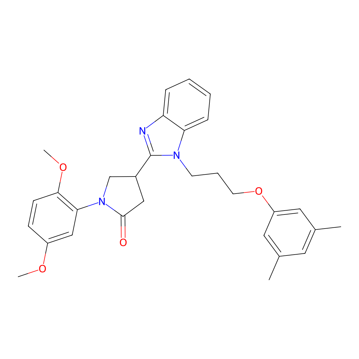 1-(2,5-Dimethoxyphenyl)-4-[1-[3-(3,5-dimethylphenoxy)propyl]benzimidazol-2-yl]pyrrolidin-2-one molecular structure, CAS 862828-64-6