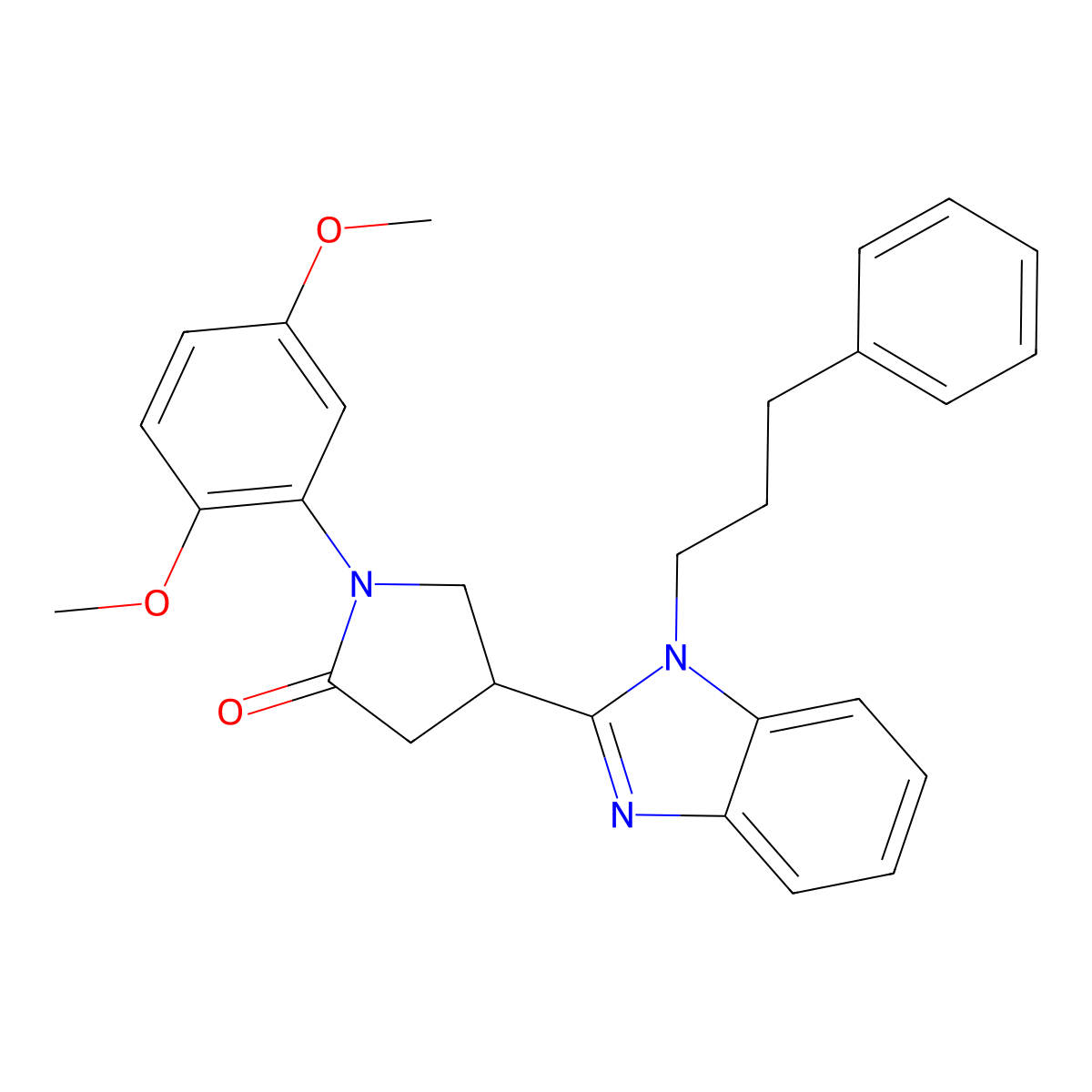 1-(2,5-dimethoxyphenyl)-4-[1-(3-phenylpropyl)-1H-1,3-benzodiazol-2-yl]pyrrolidin-2-one molecular structure, CAS 862828-65-7