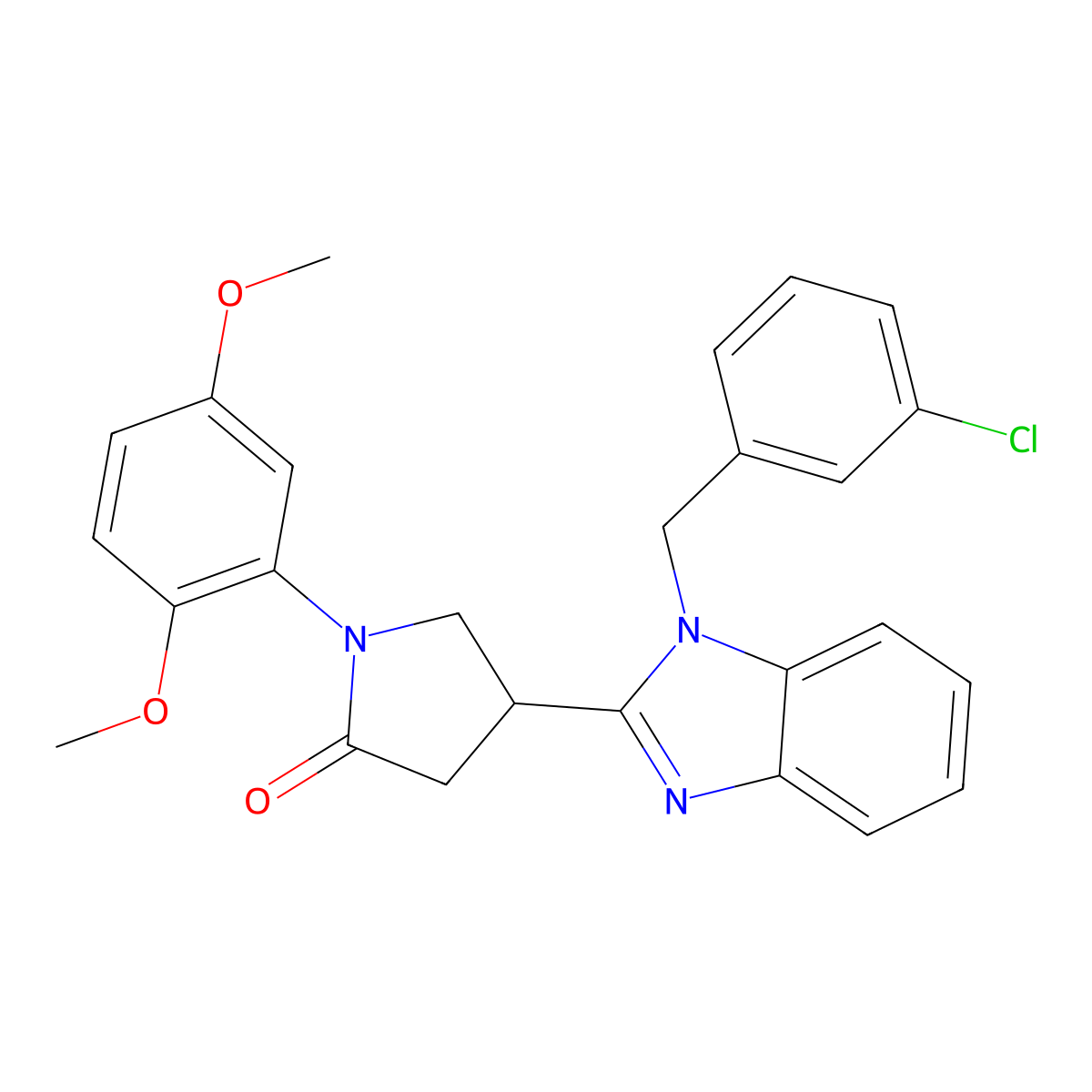 4-[1-[(3-Chlorophenyl)methyl]benzimidazol-2-yl]-1-(2,5-dimethoxyphenyl)pyrrolidin-2-one molecular structure, CAS 862828-66-8