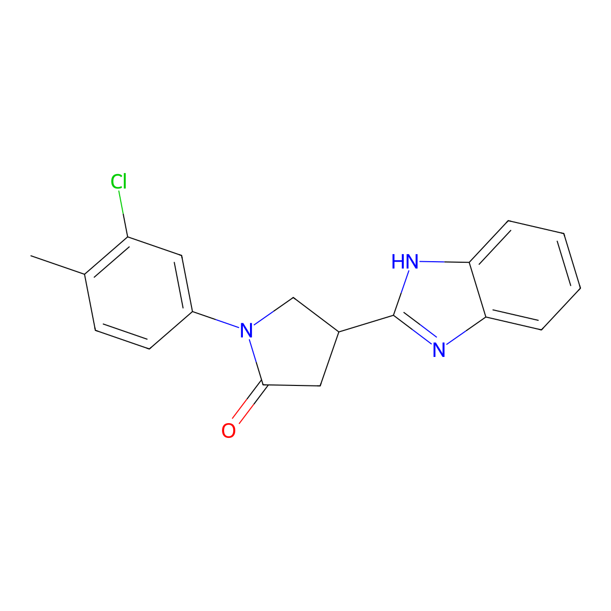 4-(1H-benzimidazol-2-yl)-1-(3-chloro-4-methylphenyl)pyrrolidin-2-one molecular structure, CAS 862828-67-9