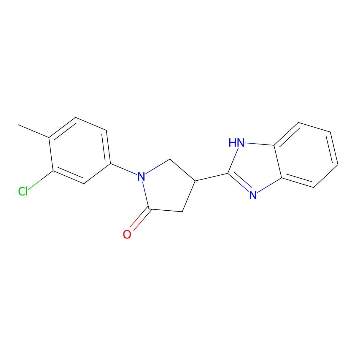 4-(1H-benzimidazol-2-yl)-1-(3-chloro-4-methylphenyl)pyrrolidin-2-one molecular structure, CAS 862828-67-9