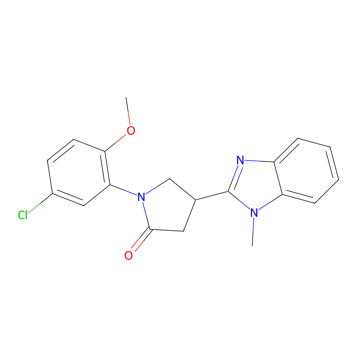 1-(5-chloro-2-methoxyphenyl)-4-(1-methyl-1H-benzimidazol-2-yl)pyrrolidin-2-one molecular structure, CAS 862828-70-4