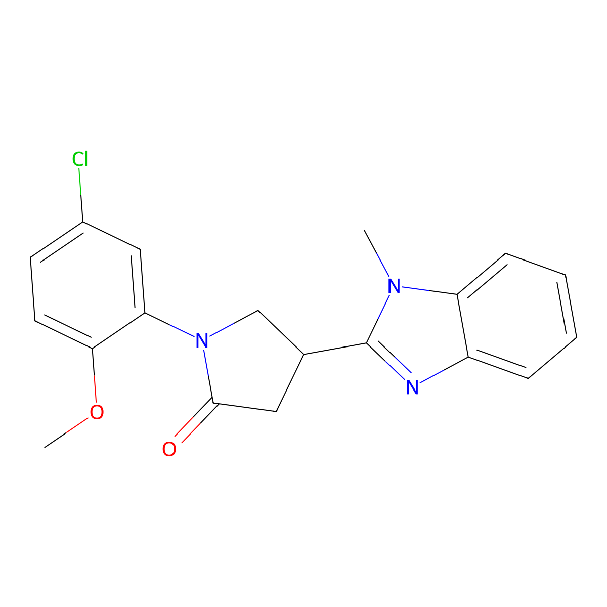 1-(5-chloro-2-methoxyphenyl)-4-(1-methyl-1H-benzimidazol-2-yl)pyrrolidin-2-one molecular structure, CAS 862828-70-4
