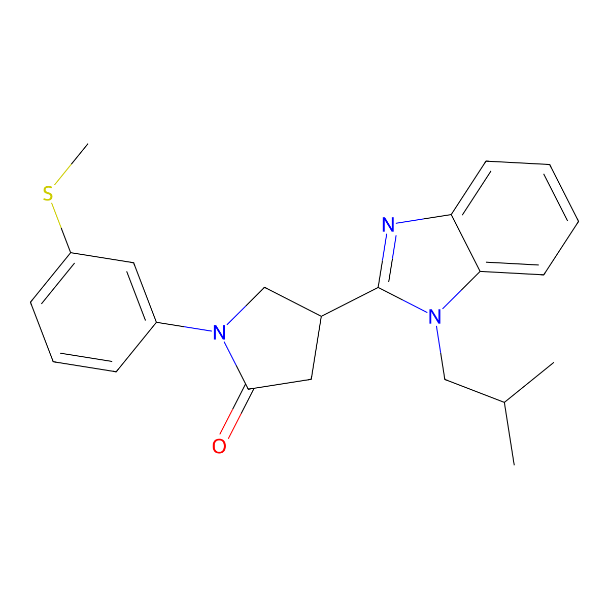 4-(1-isobutyl-1H-benzo[d]imidazol-2-yl)-1-(3-(methylthio)phenyl)pyrrolidin-2-one molecular structure, CAS 862828-73-7