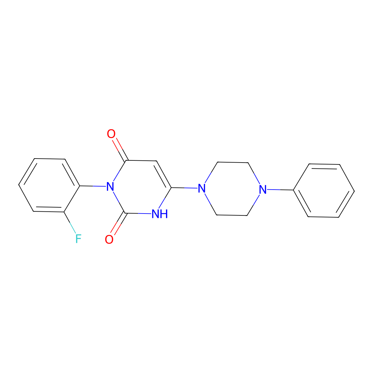 3-(2-fluorophenyl)-6-(4-phenylpiperazin-1-yl)-1H-pyrimidine-2,4-dione molecular structure, CAS 862828-76-0