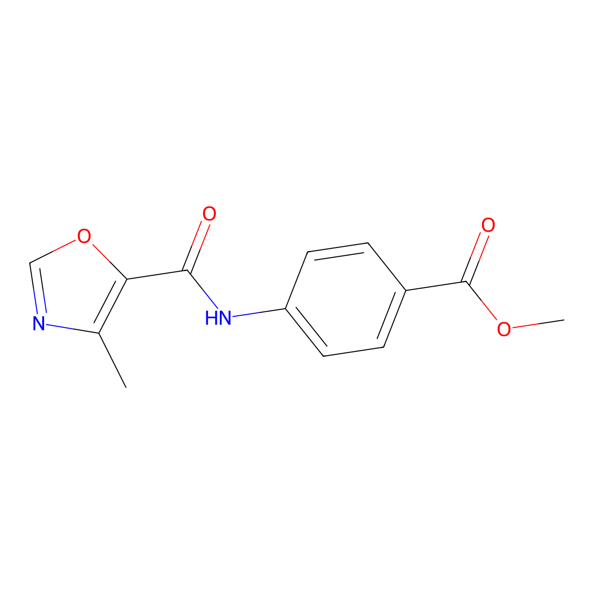 Methyl 4-(4-methyloxazole-5-carboxamido)benzoate molecular structure, CAS 862828-92-0