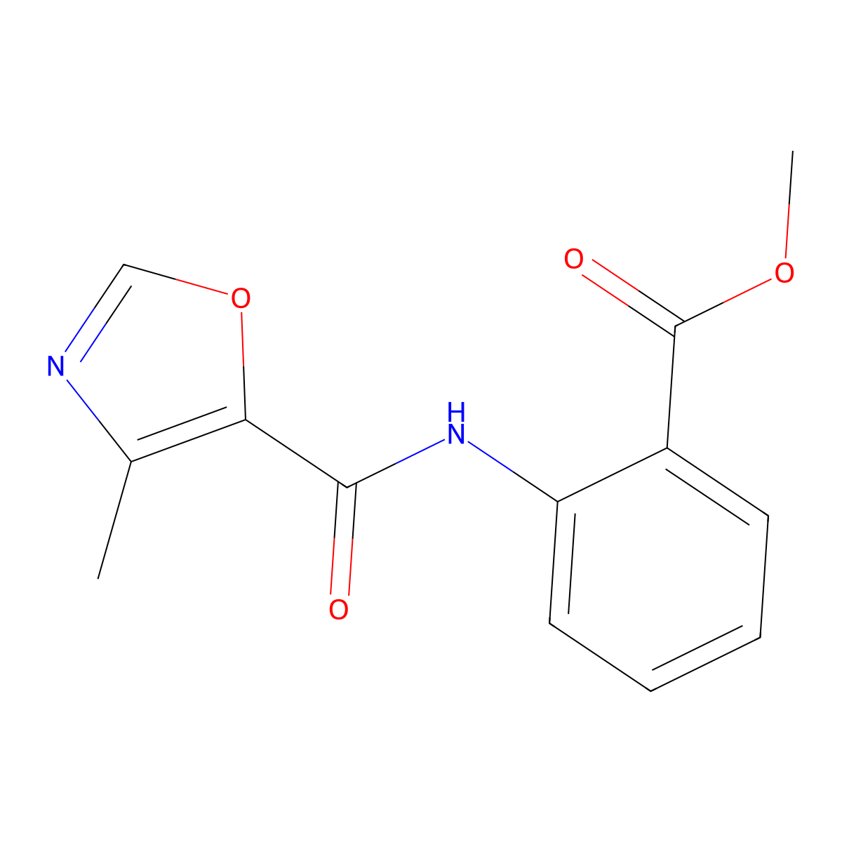 Methyl 2-(4-methyloxazole-5-carboxamido)benzoate molecular structure, CAS 862828-93-1