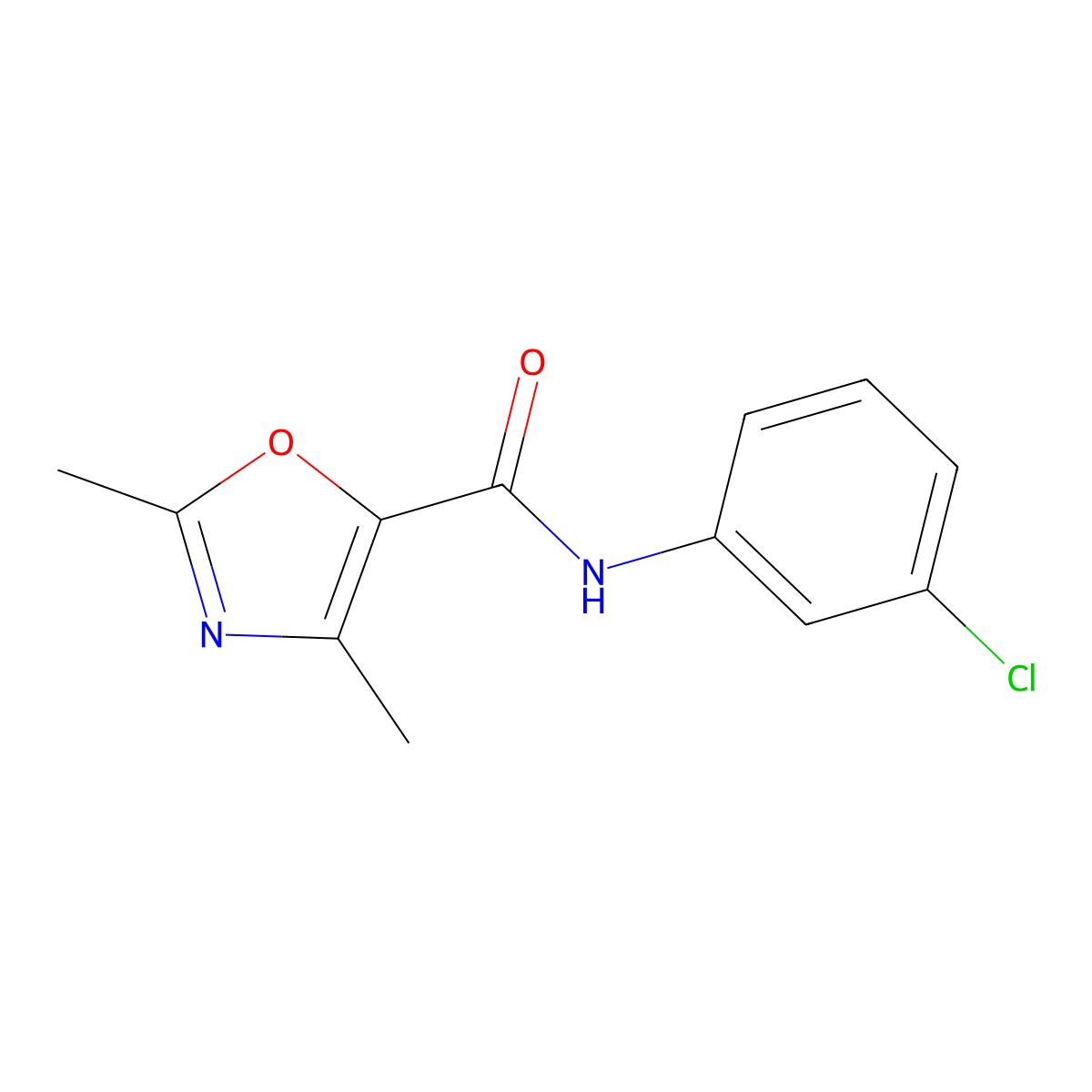 N-(3-chlorophenyl)-2,4-dimethyl-1,3-oxazole-5-carboxamide molecular structure, CAS 862829-19-4