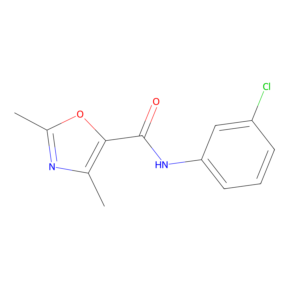 N-(3-chlorophenyl)-2,4-dimethyl-1,3-oxazole-5-carboxamide molecular structure, CAS 862829-19-4