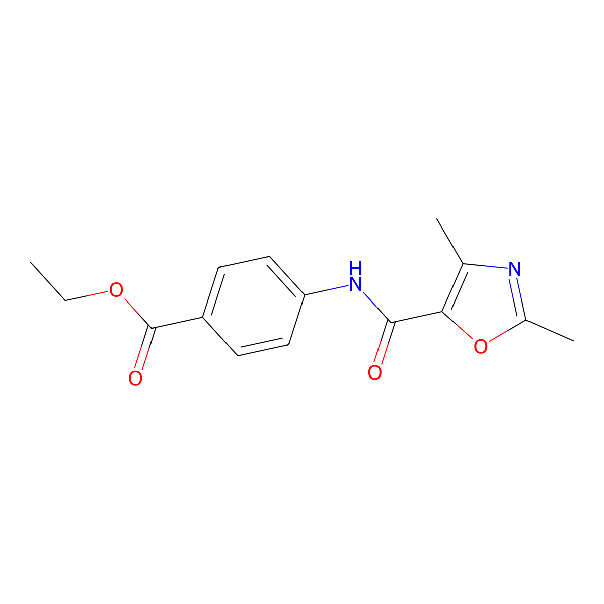 Ethyl 4-(2,4-dimethyloxazole-5-carboxamido)benzoate molecular structure, CAS 862829-21-8