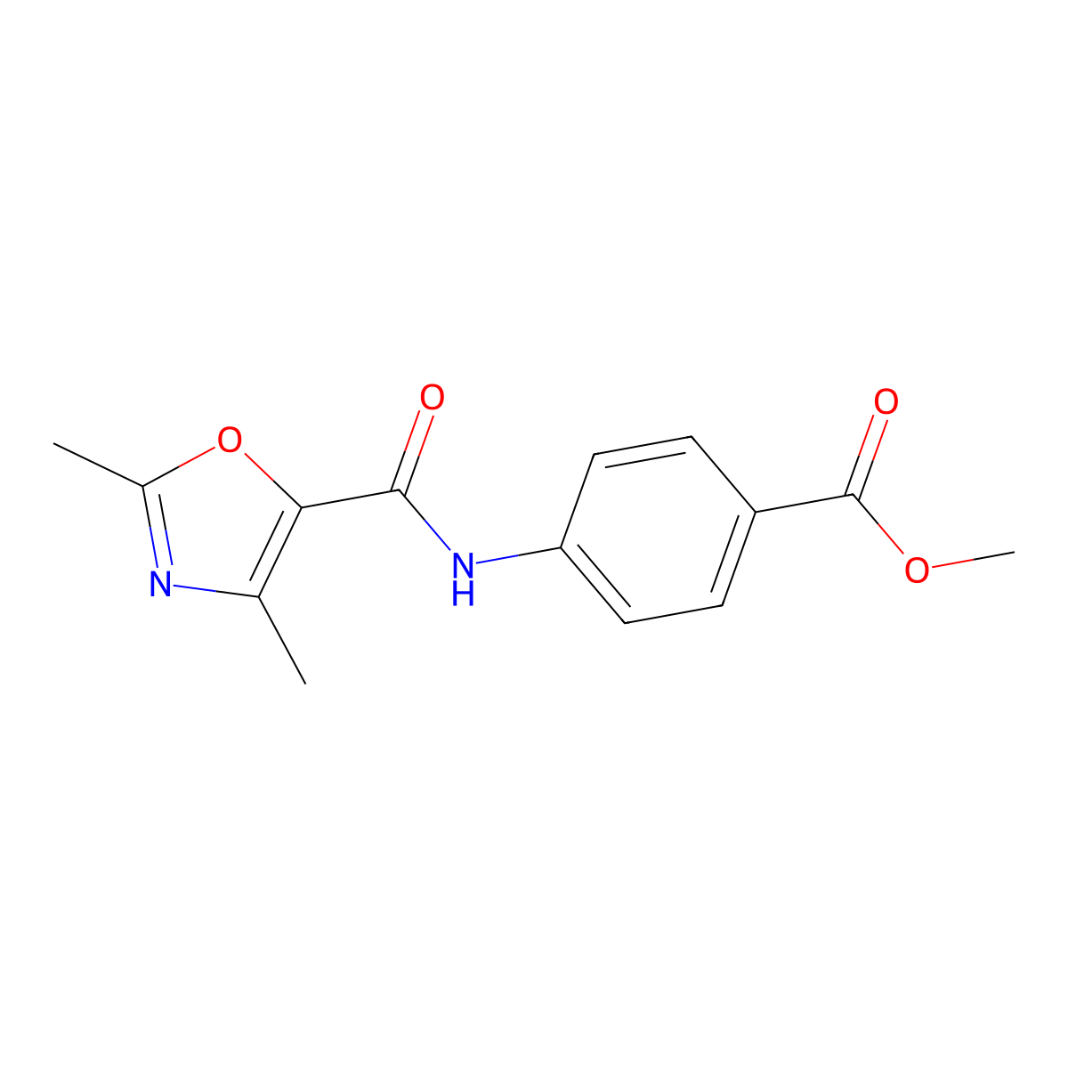 Methyl 4-(2,4-dimethyloxazole-5-carboxamido)benzoate molecular structure, CAS 862829-22-9