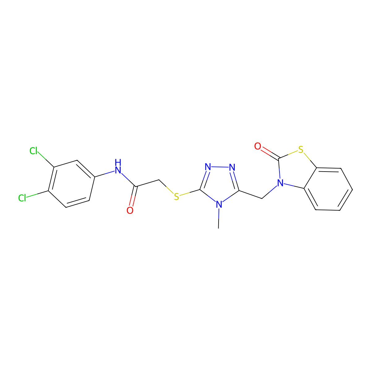 N-(3,4-dichlorophenyl)-2-((4-methyl-5-((2-oxobenzo[d]thiazol-3(2H)-yl)methyl)-4H-1,2,4-triazol-3-yl)thio)acetamide molecular structure, CAS 862829-42-3