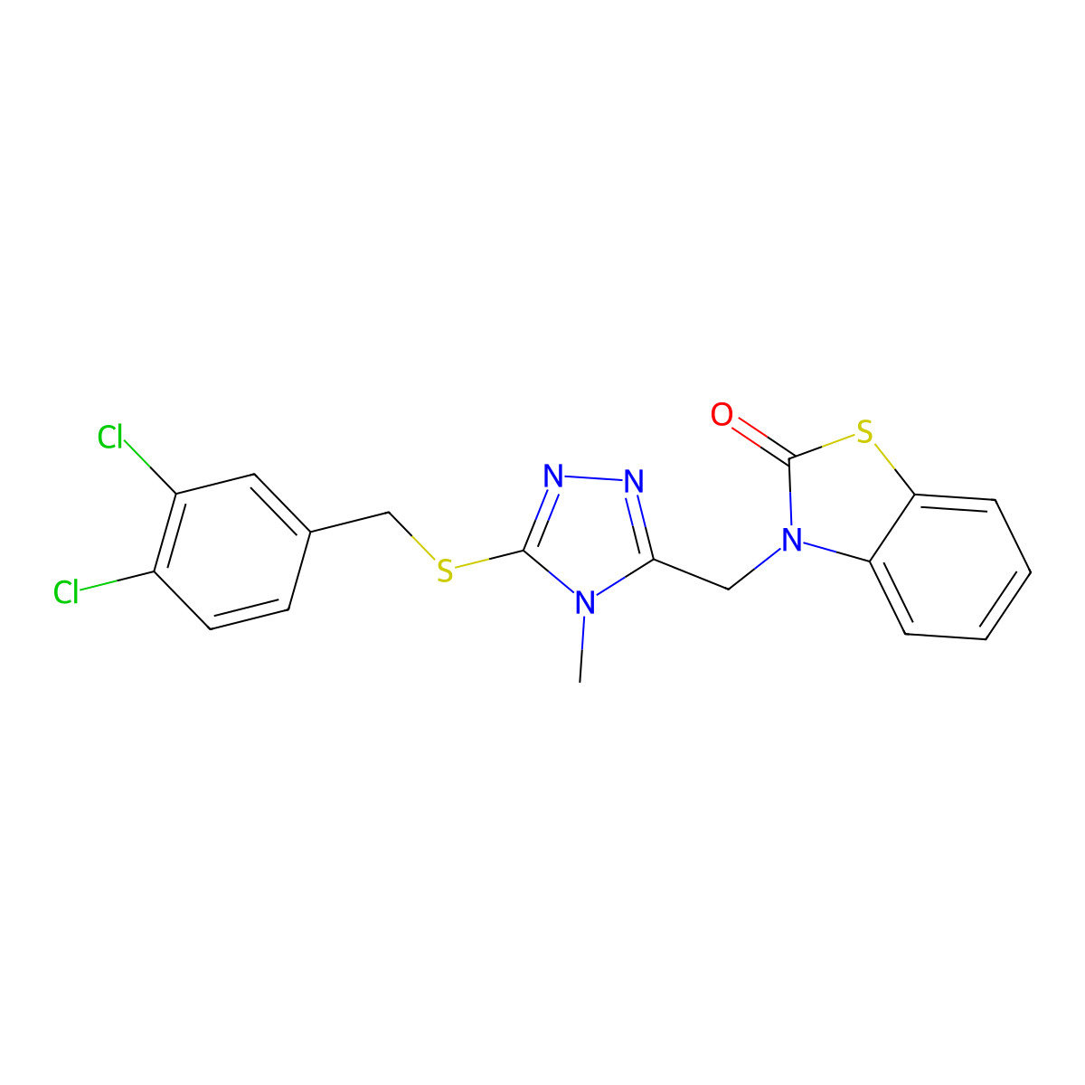 3-((5-((3,4-dichlorobenzyl)thio)-4-methyl-4H-1,2,4-triazol-3-yl)methyl)benzo[d]thiazol-2(3H)-one molecular structure, CAS 862829-43-4