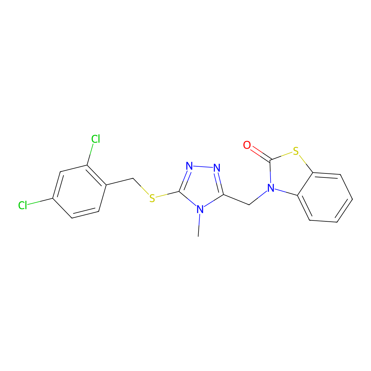 3-((5-((2,4-dichlorobenzyl)thio)-4-methyl-4H-1,2,4-triazol-3-yl)methyl)benzo[d]thiazol-2(3H)-one molecular structure, CAS 862829-45-6