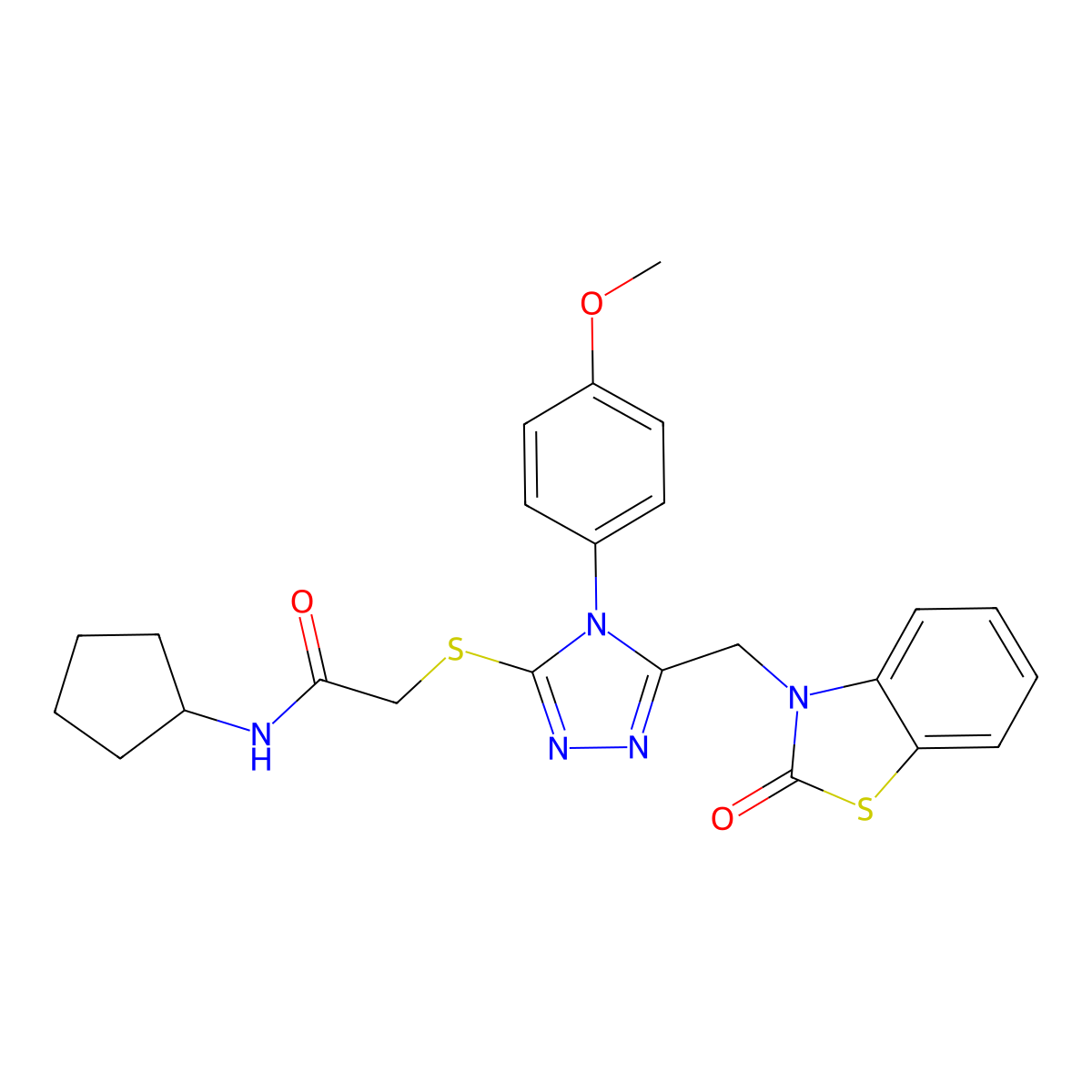 N-cyclopentyl-2-((4-(4-methoxyphenyl)-5-((2-oxobenzo[d]thiazol-3(2H)-yl)methyl)-4H-1,2,4-triazol-3-yl)thio)acetamide molecular structure, CAS 862829-51-4