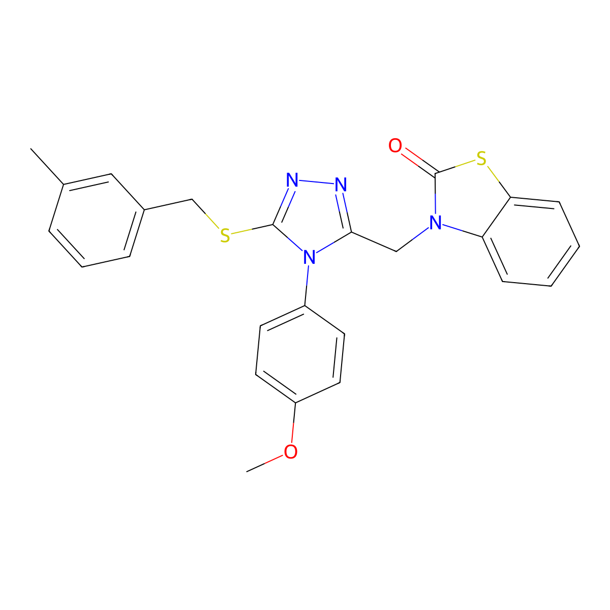 3-((4-(4-methoxyphenyl)-5-((3-methylbenzyl)thio)-4H-1,2,4-triazol-3-yl)methyl)benzo[d]thiazol-2(3H)-one molecular structure, CAS 862829-52-5