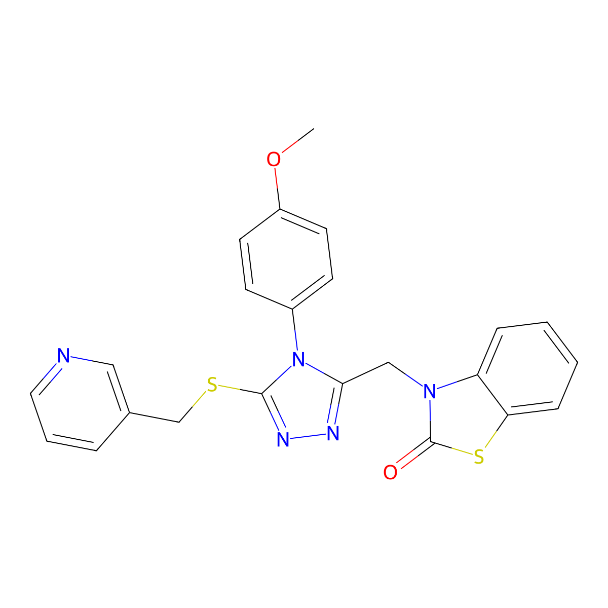 3-((4-(4-methoxyphenyl)-5-((pyridin-3-ylmethyl)thio)-4H-1,2,4-triazol-3-yl)methyl)benzo[d]thiazol-2(3H)-one molecular structure, CAS 862829-53-6