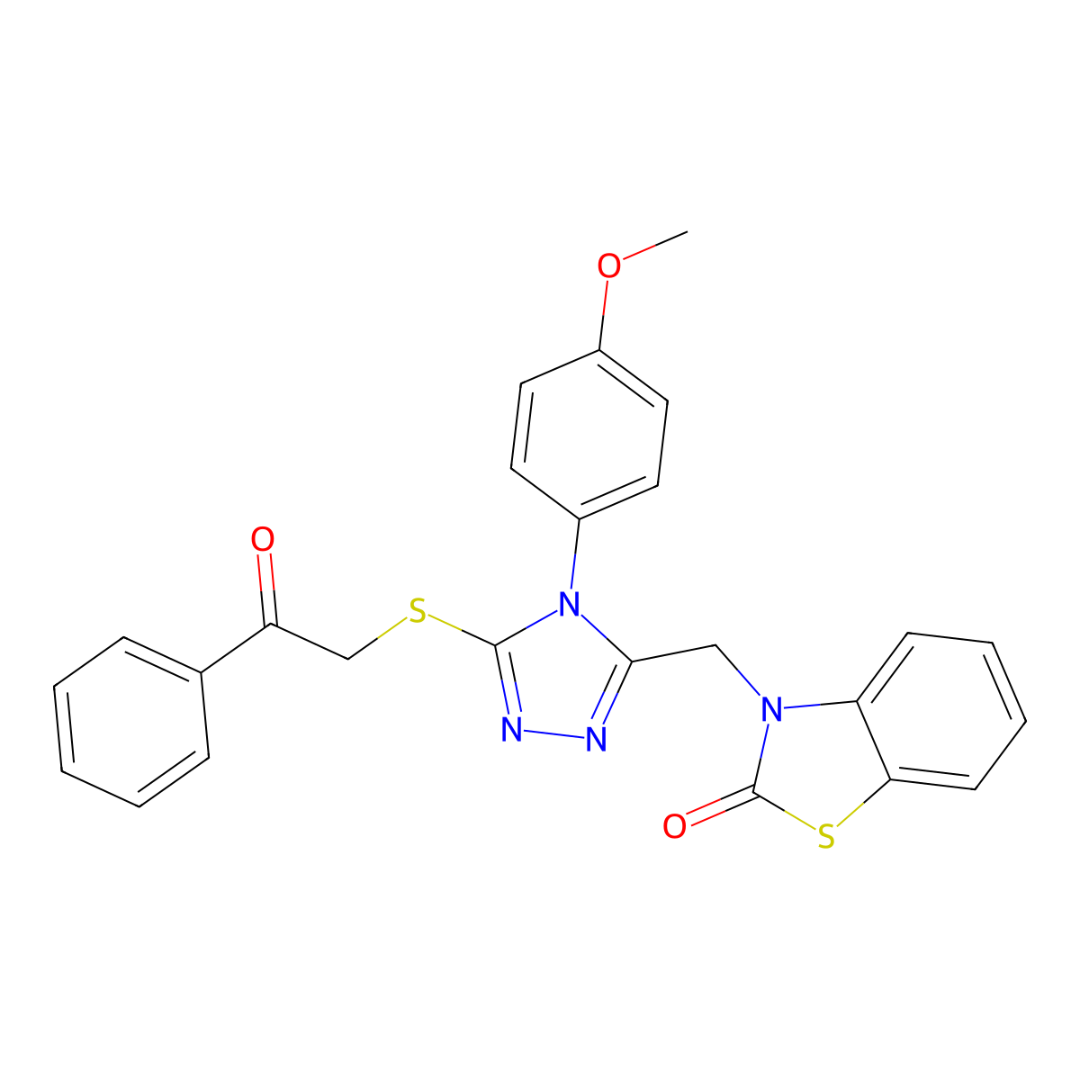 3-{[4-(4-methoxyphenyl)-5-[(2-oxo-2-phenylethyl)sulfanyl]-4H-1,2,4-triazol-3-yl]methyl}-2,3-dihydro-1,3-benzothiazol-2-one molecular structure, CAS 862829-59-2