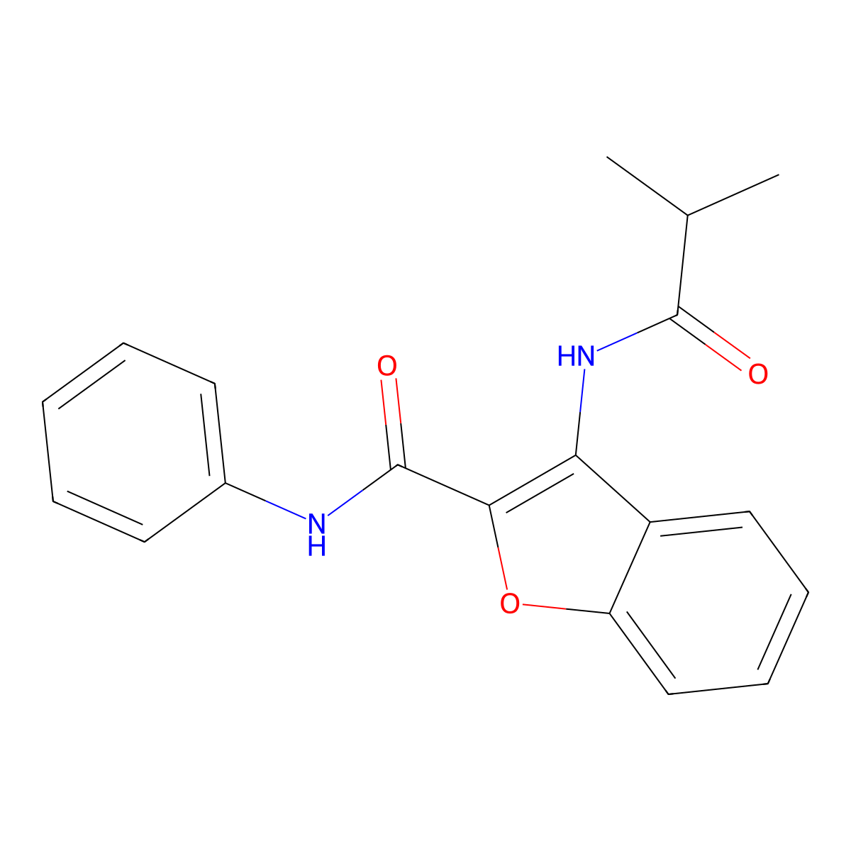 3-isobutyramido-N-phenylbenzofuran-2-carboxamide molecular structure, CAS 862829-60-5