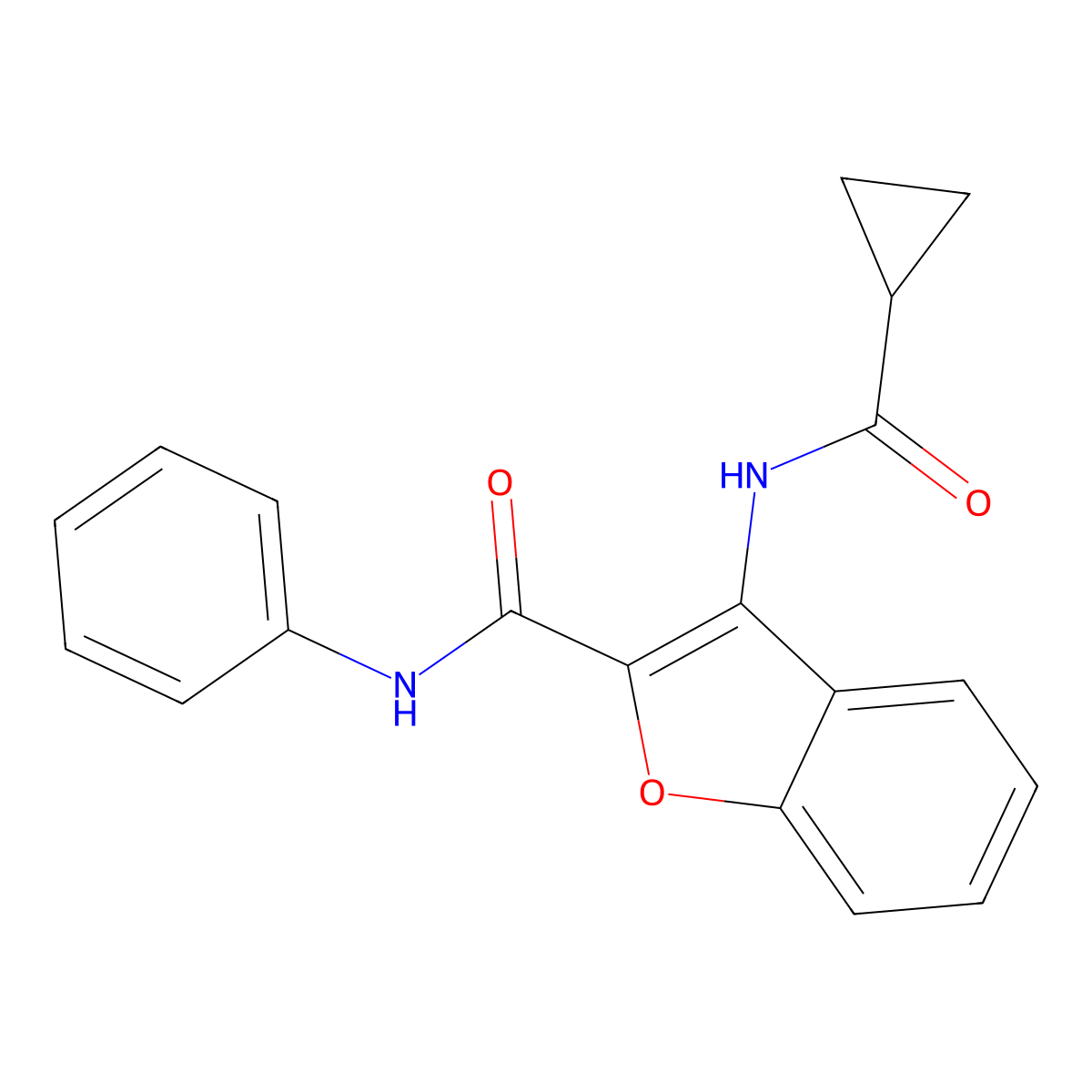 3-(cyclopropanecarboxamido)-N-phenylbenzofuran-2-carboxamide molecular structure, CAS 862829-62-7