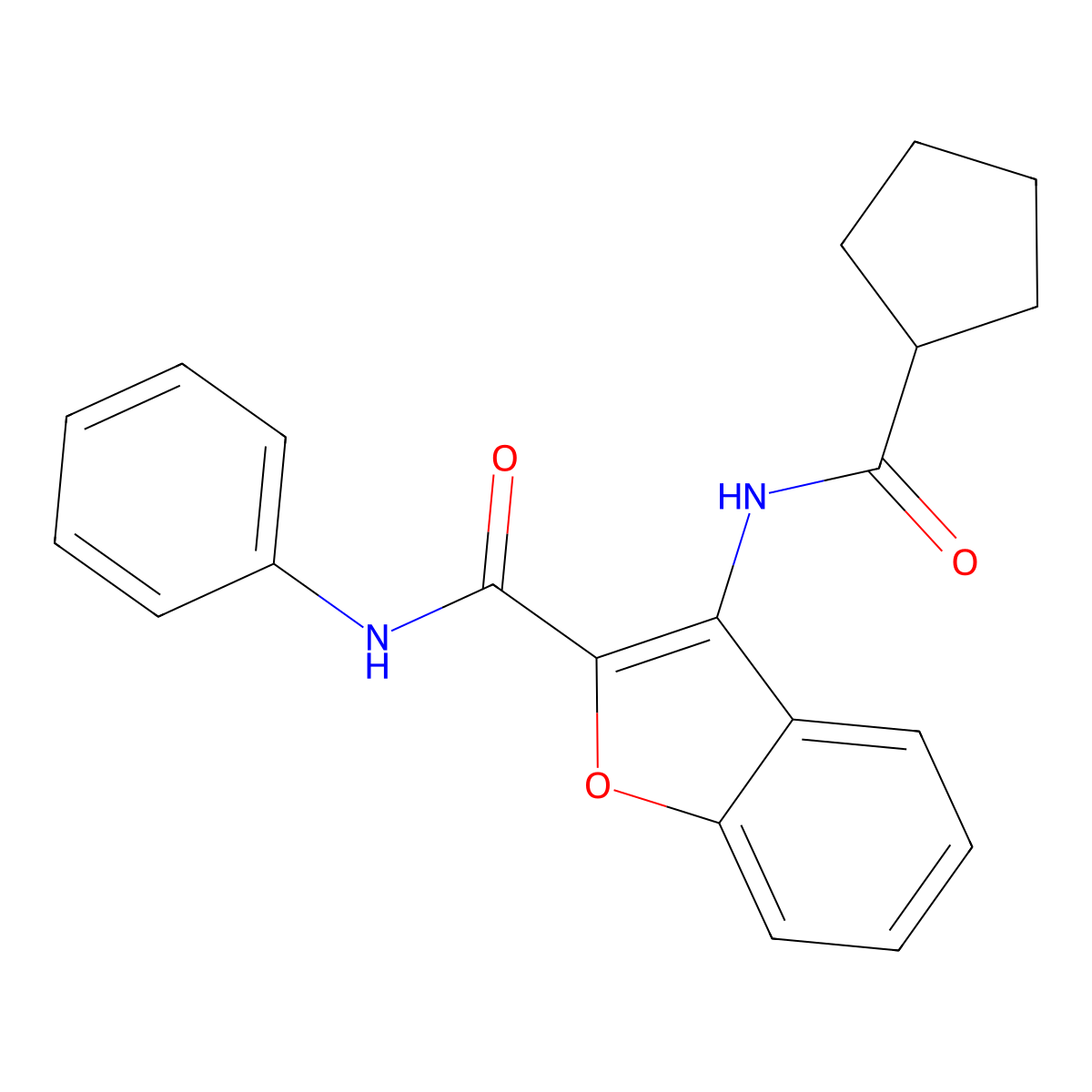 3-(cyclopentanecarboxamido)-N-phenylbenzofuran-2-carboxamide molecular structure, CAS 862829-63-8