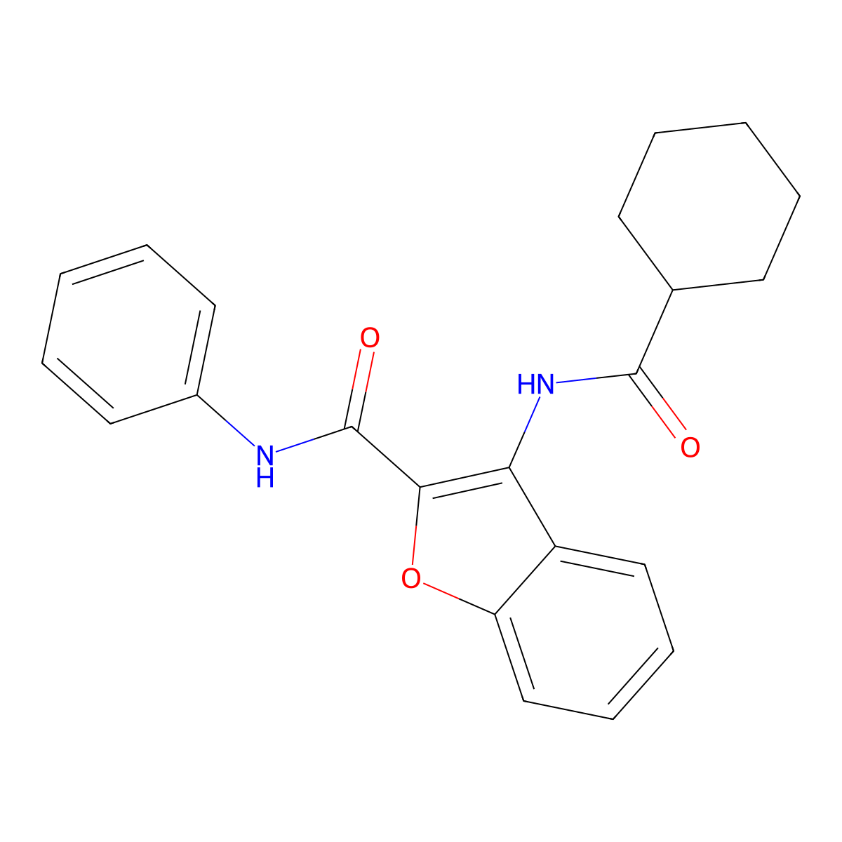 3-(cyclohexanecarboxamido)-N-phenylbenzofuran-2-carboxamide molecular structure, CAS 862829-64-9