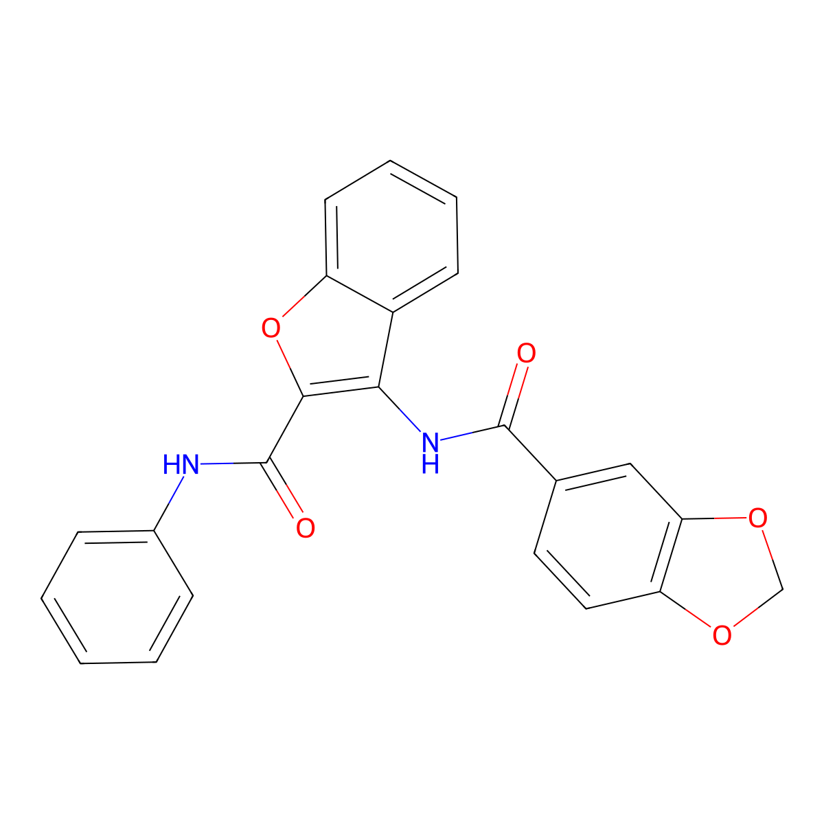 N-(2-(phenylcarbamoyl)benzofuran-3-yl)benzo[d][1,3]dioxole-5-carboxamide molecular structure, CAS 862829-71-8