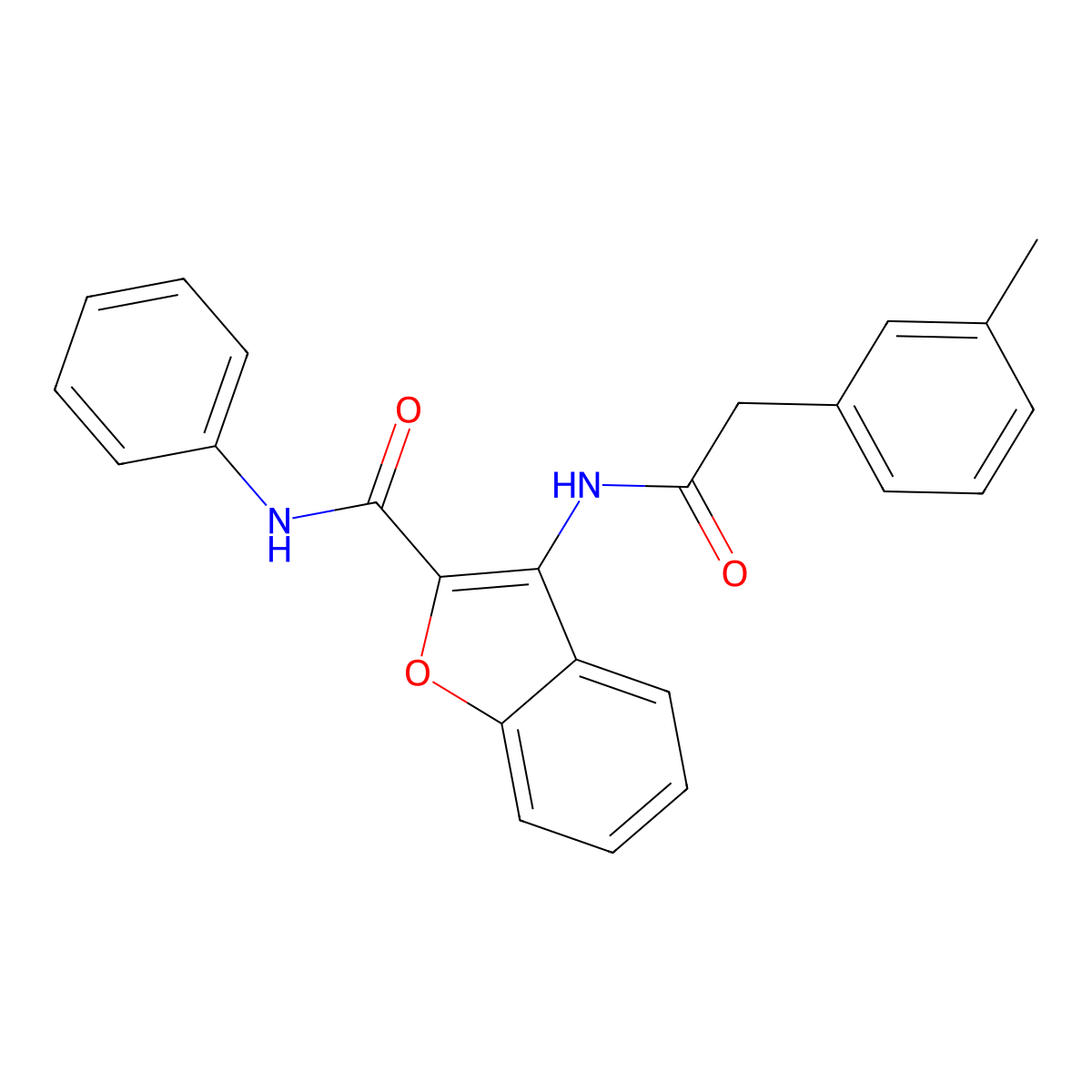 N-phenyl-3-(2-(m-tolyl)acetamido)benzofuran-2-carboxamide molecular structure, CAS 862829-75-2