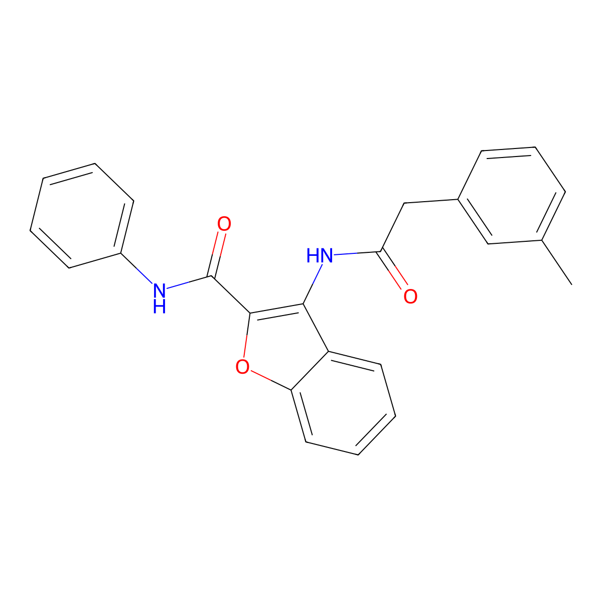 N-phenyl-3-(2-(m-tolyl)acetamido)benzofuran-2-carboxamide molecular structure, CAS 862829-75-2