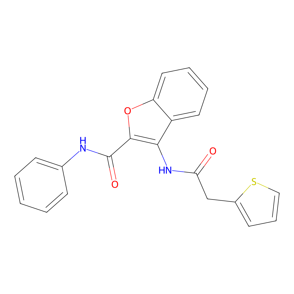 N-phenyl-3-(2-(thiophen-2-yl)acetamido)benzofuran-2-carboxamide molecular structure, CAS 862829-76-3