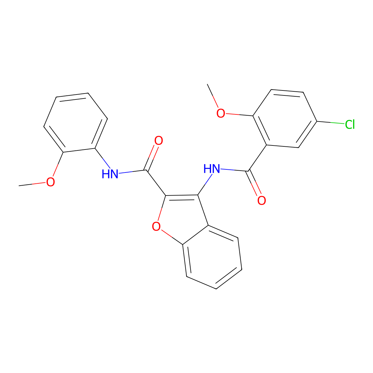 3-(5-chloro-2-methoxybenzamido)-N-(2-methoxyphenyl)benzofuran-2-carboxamide molecular structure, CAS 862830-10-2