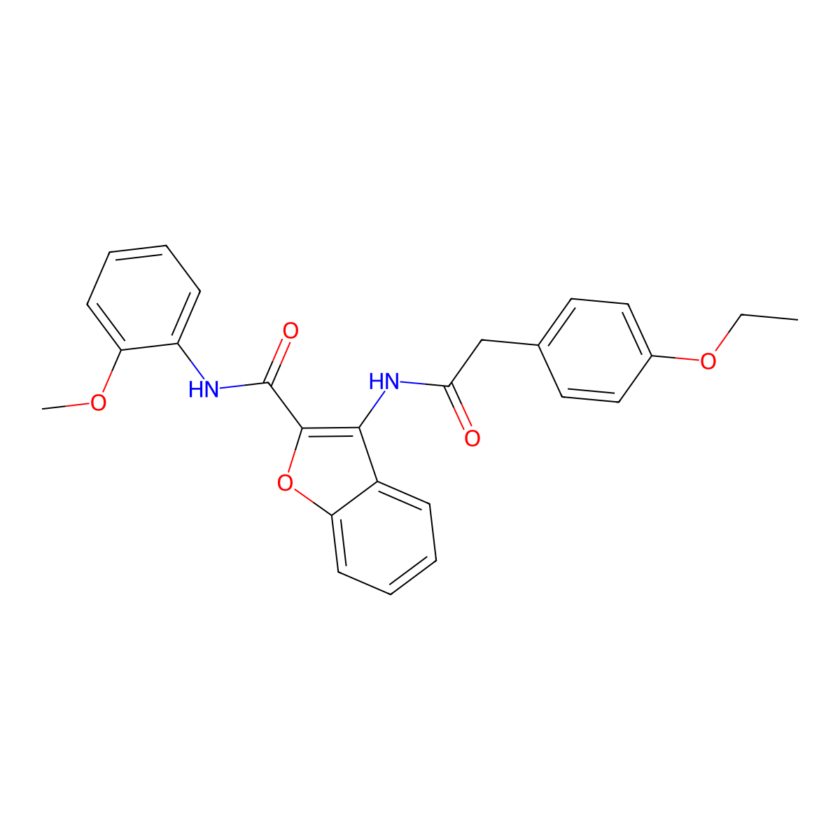 3-(2-(4-ethoxyphenyl)acetamido)-N-(2-methoxyphenyl)benzofuran-2-carboxamide molecular structure, CAS 862830-21-5