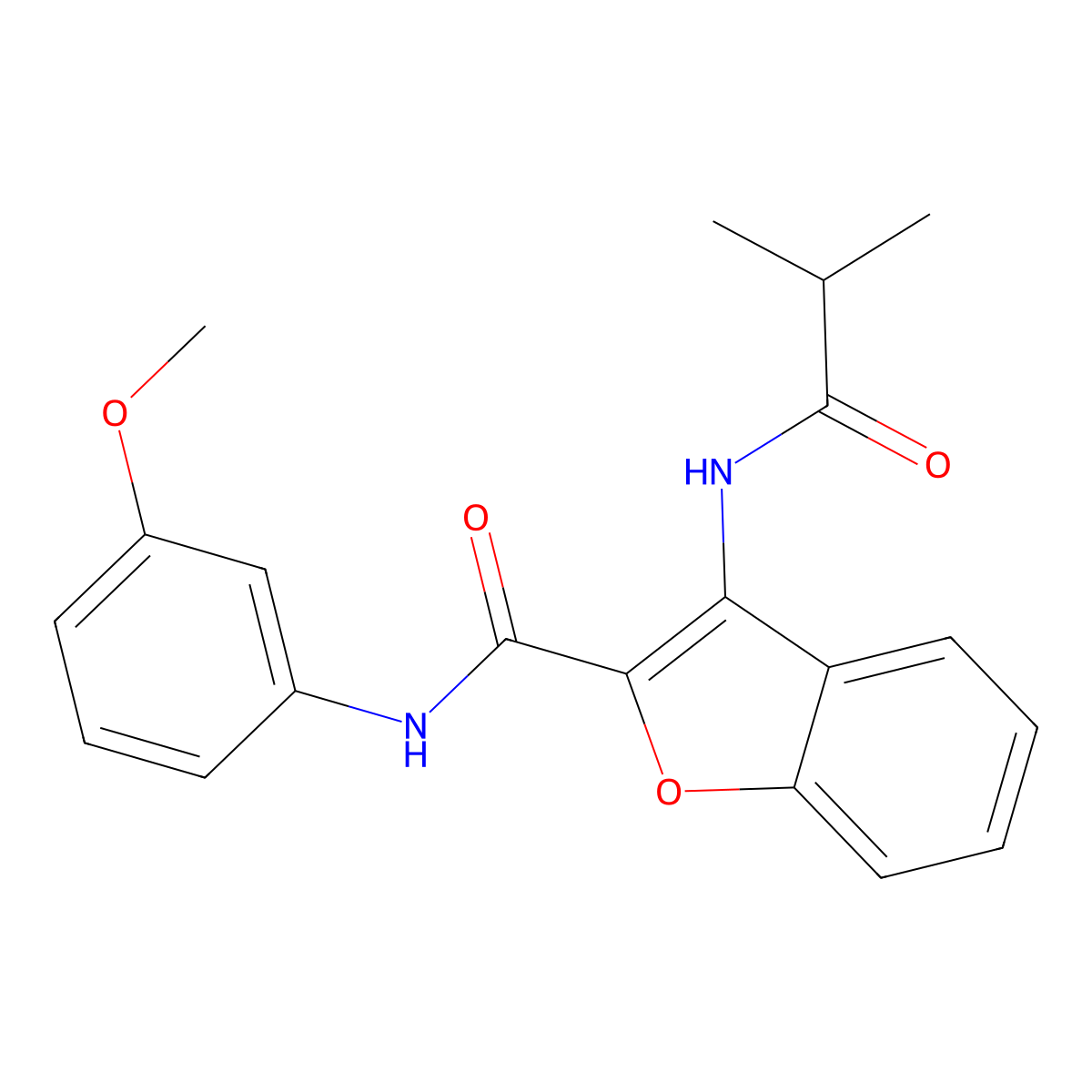 3-isobutyramido-N-(3-methoxyphenyl)benzofuran-2-carboxamide molecular structure, CAS 862830-43-1