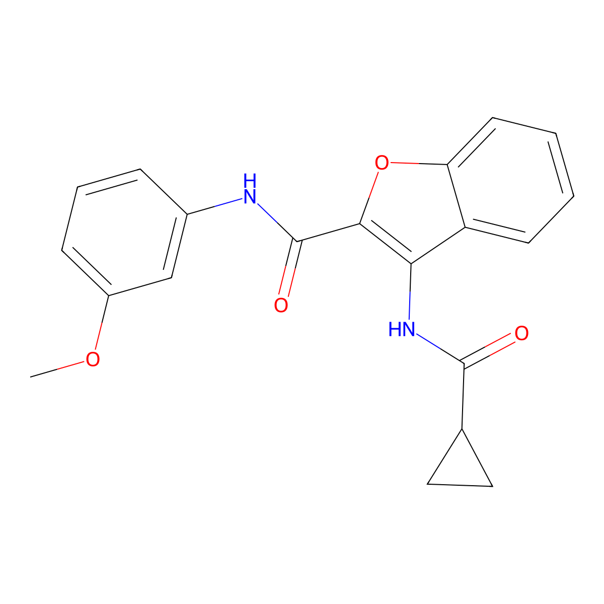3-[(cyclopropylcarbonyl)amino]-N-(3-methoxyphenyl)-1-benzofuran-2-carboxamide molecular structure, CAS 862830-45-3