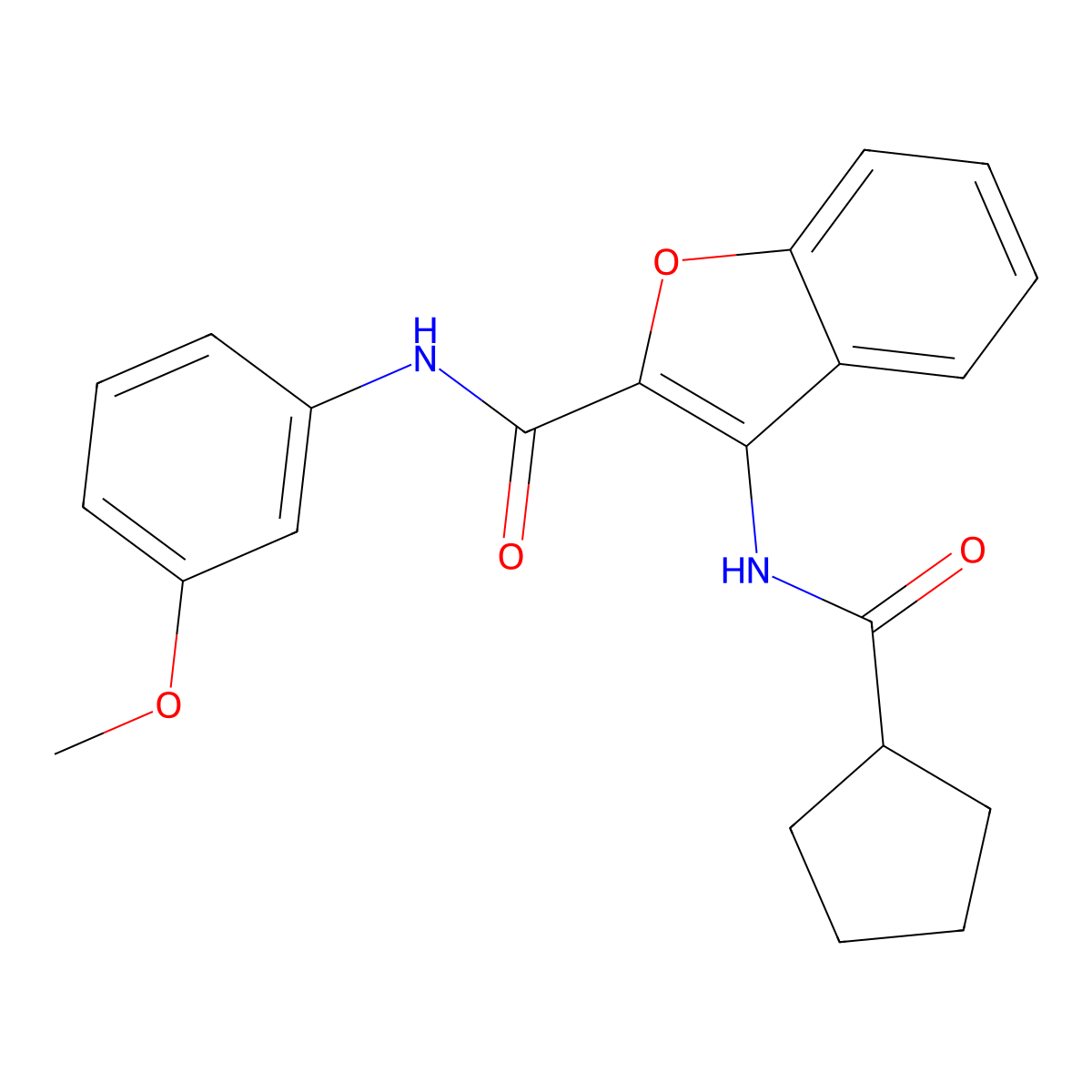 3-(cyclopentanecarboxamido)-N-(3-methoxyphenyl)benzofuran-2-carboxamide molecular structure, CAS 862830-46-4