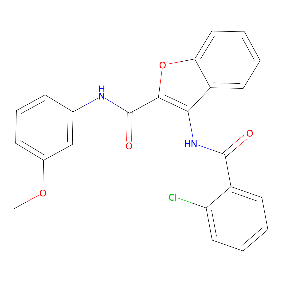 3-(2-chlorobenzamido)-N-(3-methoxyphenyl)benzofuran-2-carboxamide molecular structure, CAS 862830-58-8