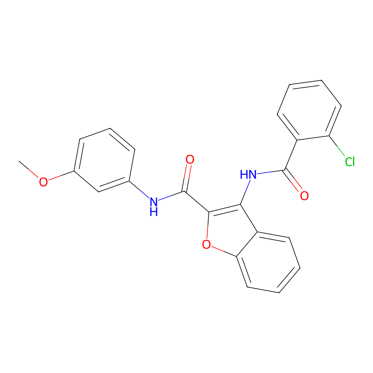 3-(2-chlorobenzamido)-N-(3-methoxyphenyl)benzofuran-2-carboxamide molecular structure, CAS 862830-58-8