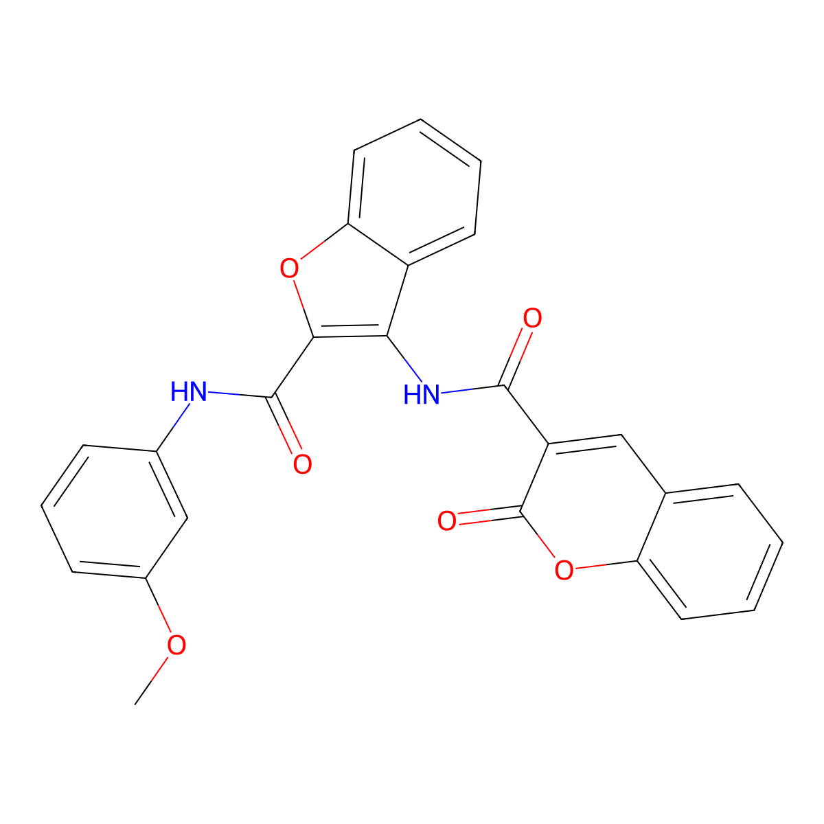 N-(2-((3-methoxyphenyl)carbamoyl)benzofuran-3-yl)-2-oxo-2H-chromene-3-carboxamide molecular structure, CAS 862830-72-6