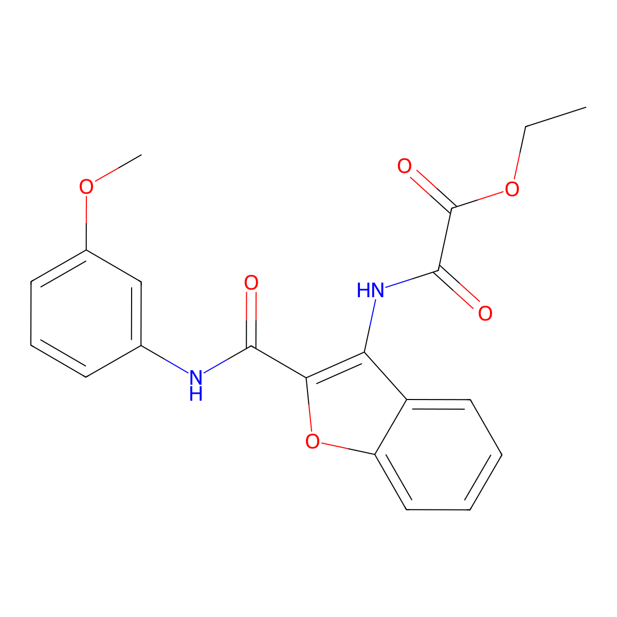 Ethyl 2-((2-((3-methoxyphenyl)carbamoyl)benzofuran-3-yl)amino)-2-oxoacetate molecular structure, CAS 862830-79-3
