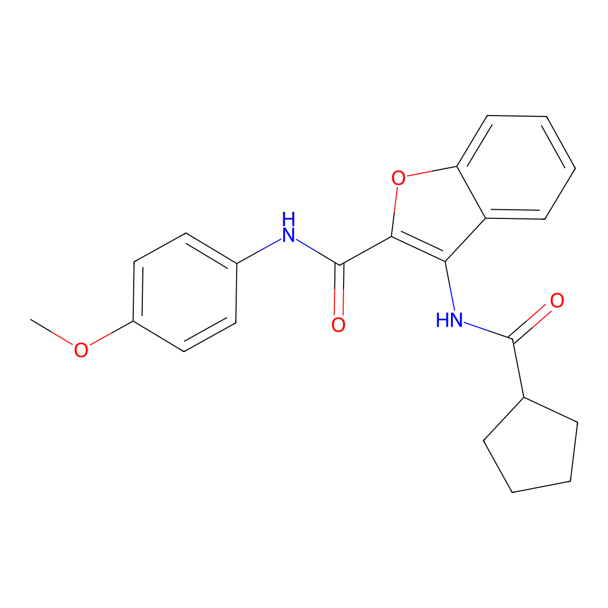 3-(cyclopentanecarboxamido)-N-(4-methoxyphenyl)benzofuran-2-carboxamide molecular structure, CAS 862830-86-2