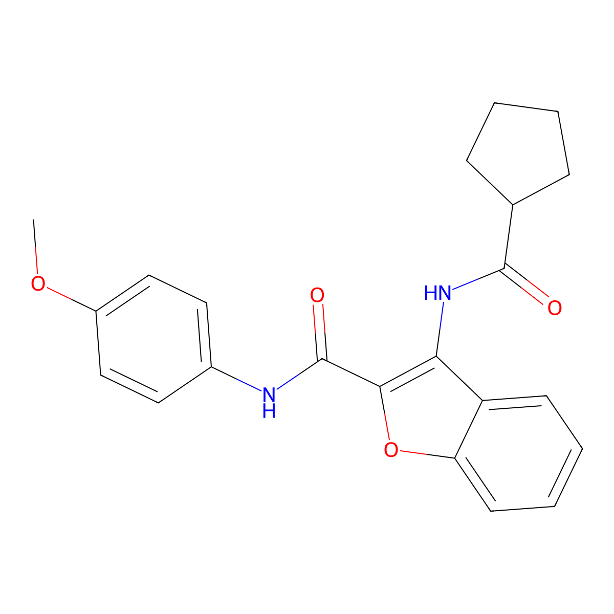 3-(cyclopentanecarboxamido)-N-(4-methoxyphenyl)benzofuran-2-carboxamide molecular structure, CAS 862830-86-2
