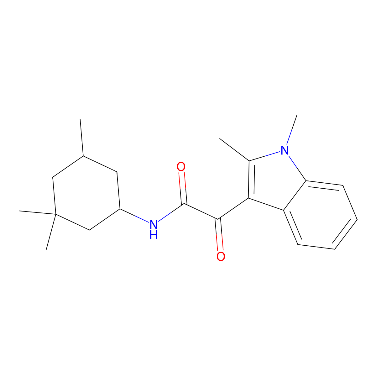 2-(1,2-dimethyl-1H-indol-3-yl)-2-oxo-N-(3,3,5-trimethylcyclohexyl)acetamide molecular structure, CAS 862830-99-7