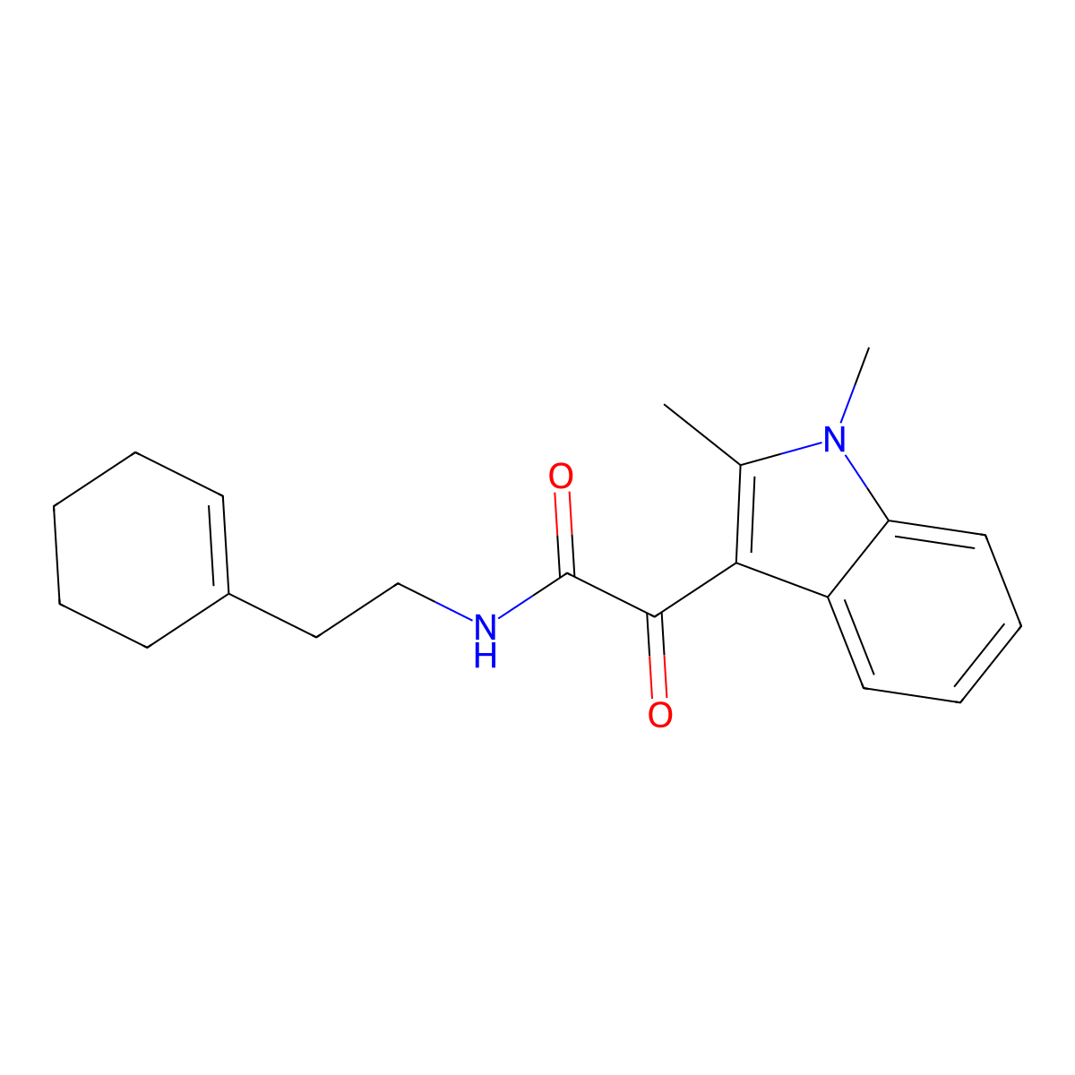 N-(2-(cyclohex-1-en-1-yl)ethyl)-2-(1,2-dimethyl-1H-indol-3-yl)-2-oxoacetamide molecular structure, CAS 862831-00-3