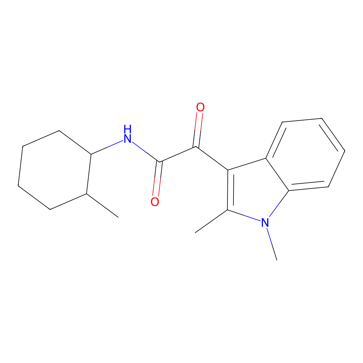 2-(1,2-dimethyl-1H-indol-3-yl)-N-(2-methylcyclohexyl)-2-oxoacetamide molecular structure, CAS 862831-04-7