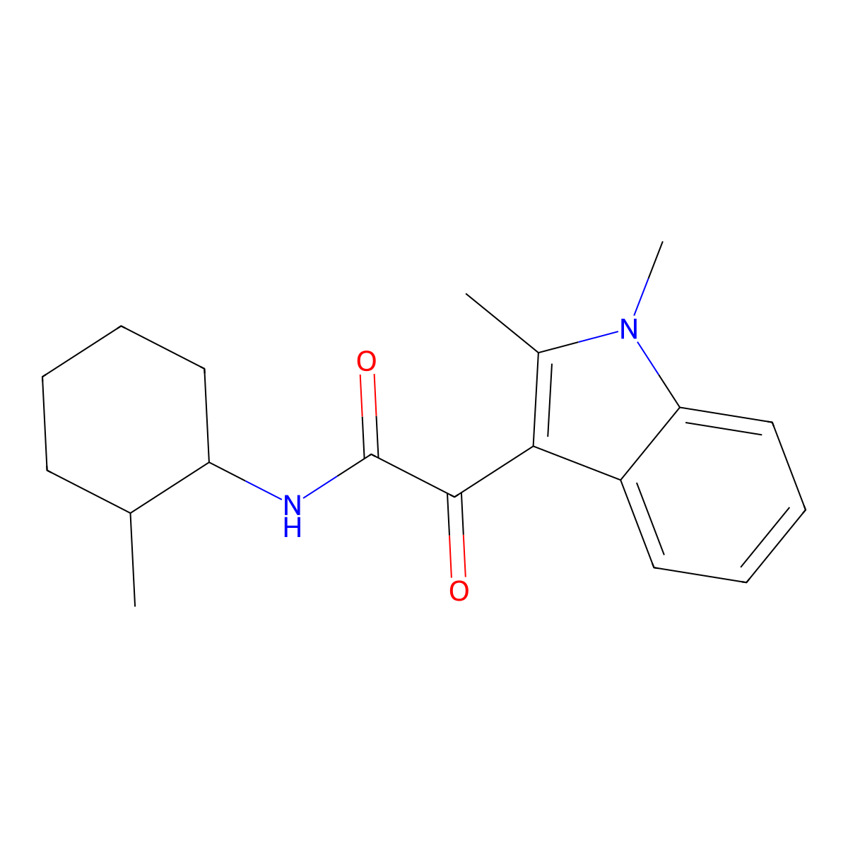 2-(1,2-dimethyl-1H-indol-3-yl)-N-(2-methylcyclohexyl)-2-oxoacetamide molecular structure, CAS 862831-04-7