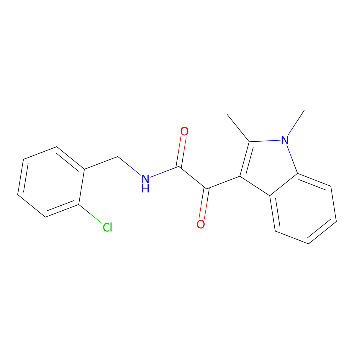 N-(2-chlorobenzyl)-2-(1,2-dimethyl-1H-indol-3-yl)-2-oxoacetamide molecular structure, CAS 862831-06-9