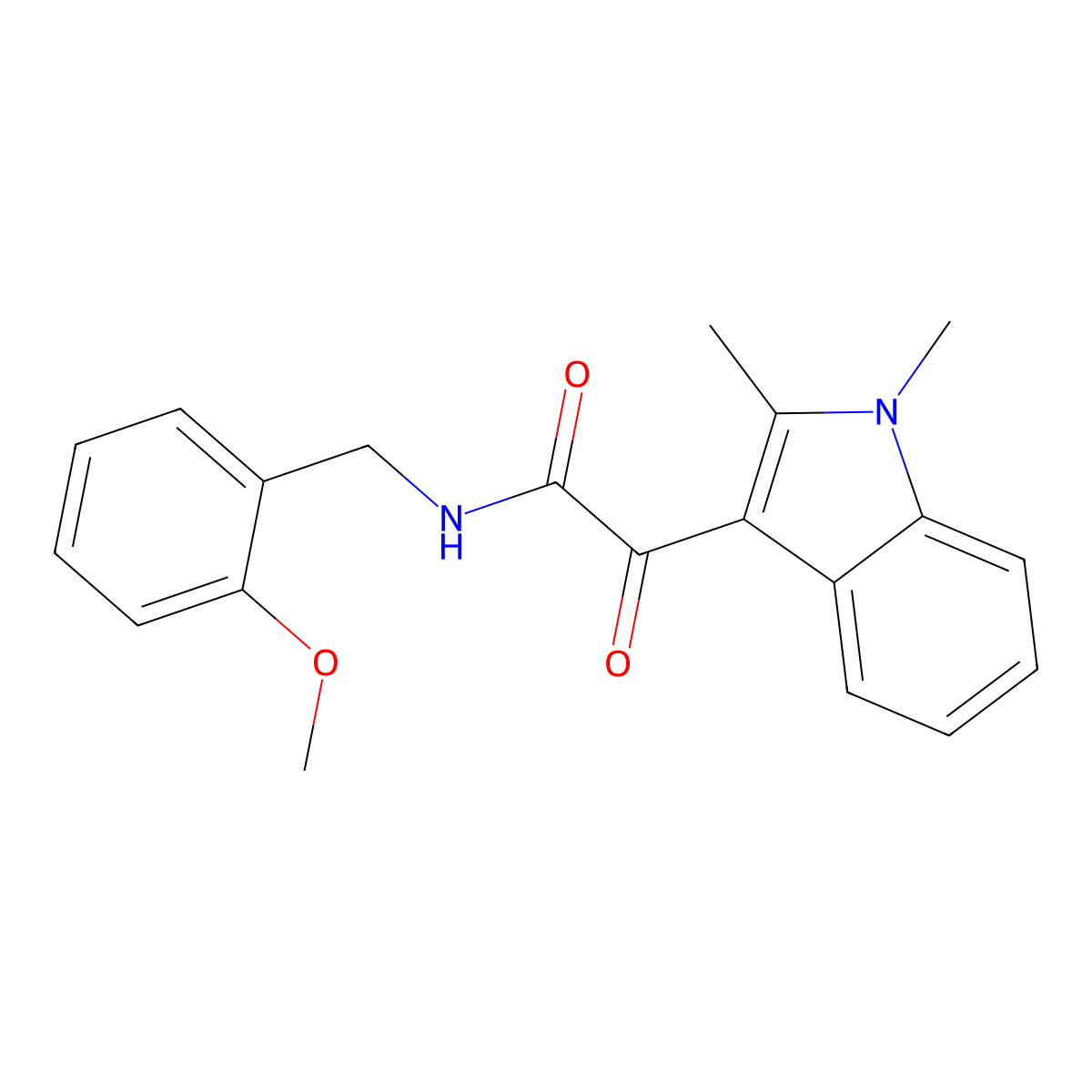 2-(1,2-dimethyl-1H-indol-3-yl)-N-(2-methoxybenzyl)-2-oxoacetamide molecular structure, CAS 862831-09-2