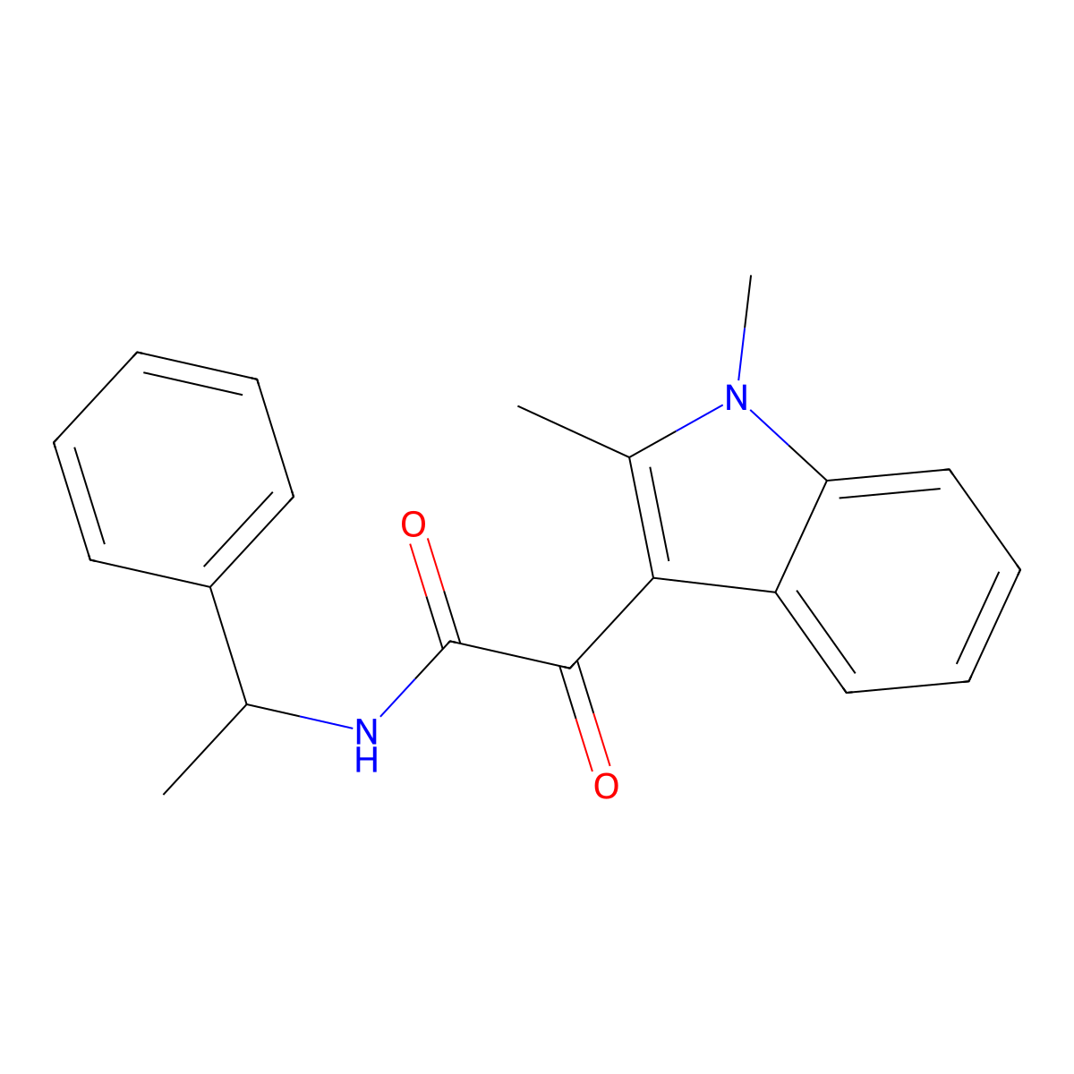 2-(1,2-dimethyl-1H-indol-3-yl)-2-oxo-N-(1-phenylethyl)acetamide molecular structure, CAS 862831-12-7