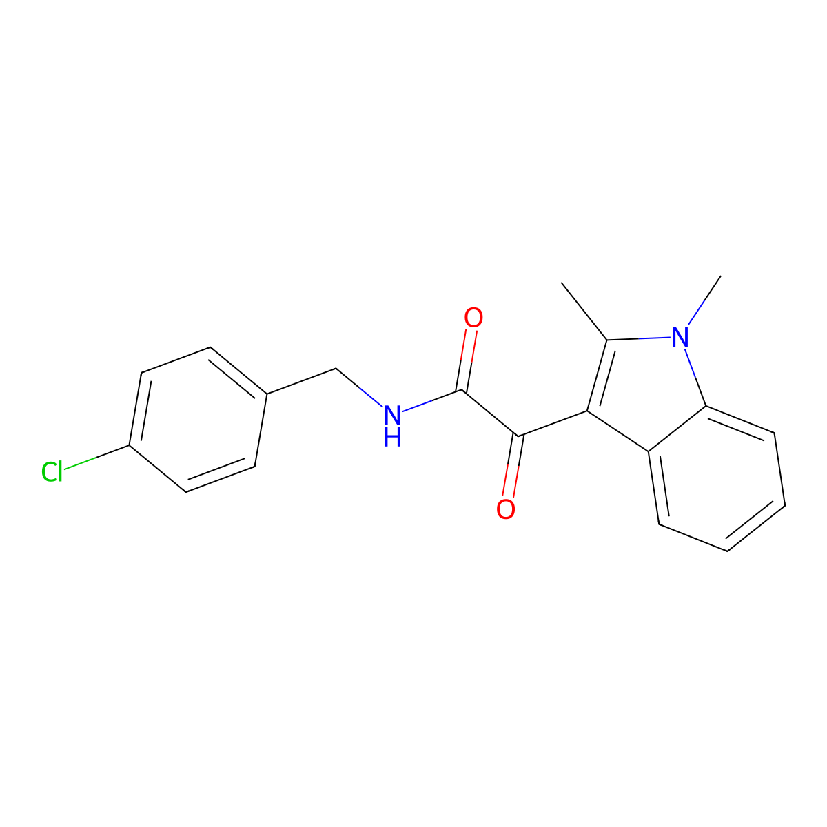 N-[(4-chlorophenyl)methyl]-2-(1,2-dimethylindol-3-yl)-2-oxoacetamide molecular structure, CAS 862831-13-8